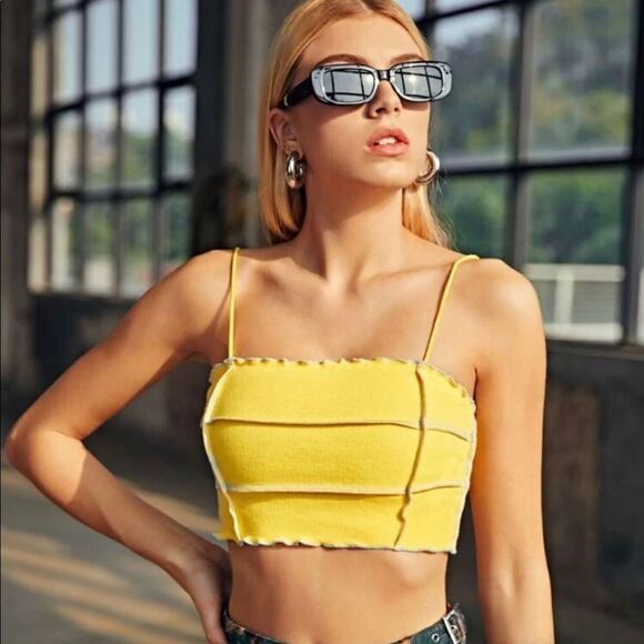Yellow Camisole Crop Top - Picture 1 of 5